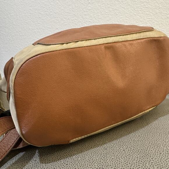 Tory Burch Penn Backpack Tan Nylon Brown PU Leather Pockets Handbag Purse main image 6